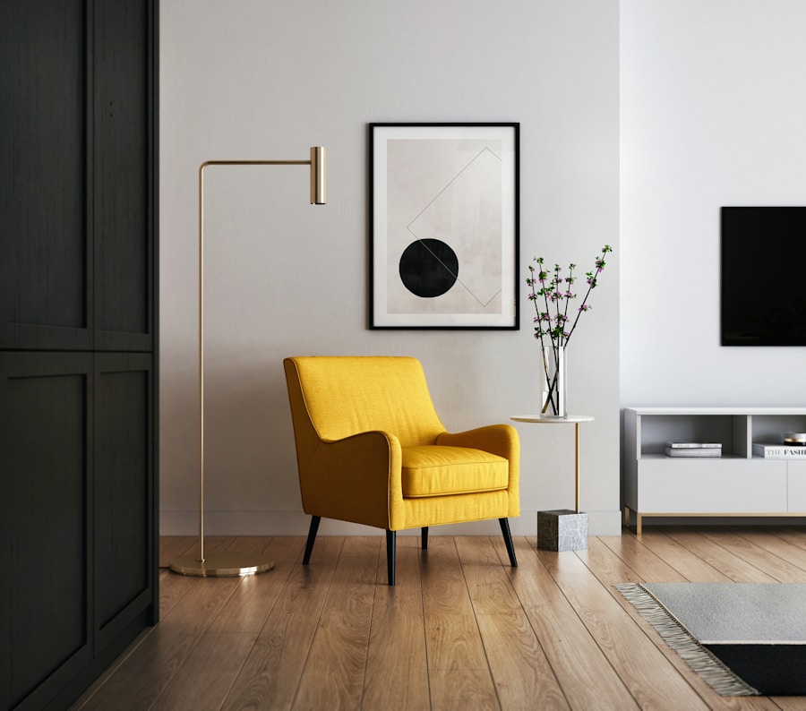 Living space with wood finishes
